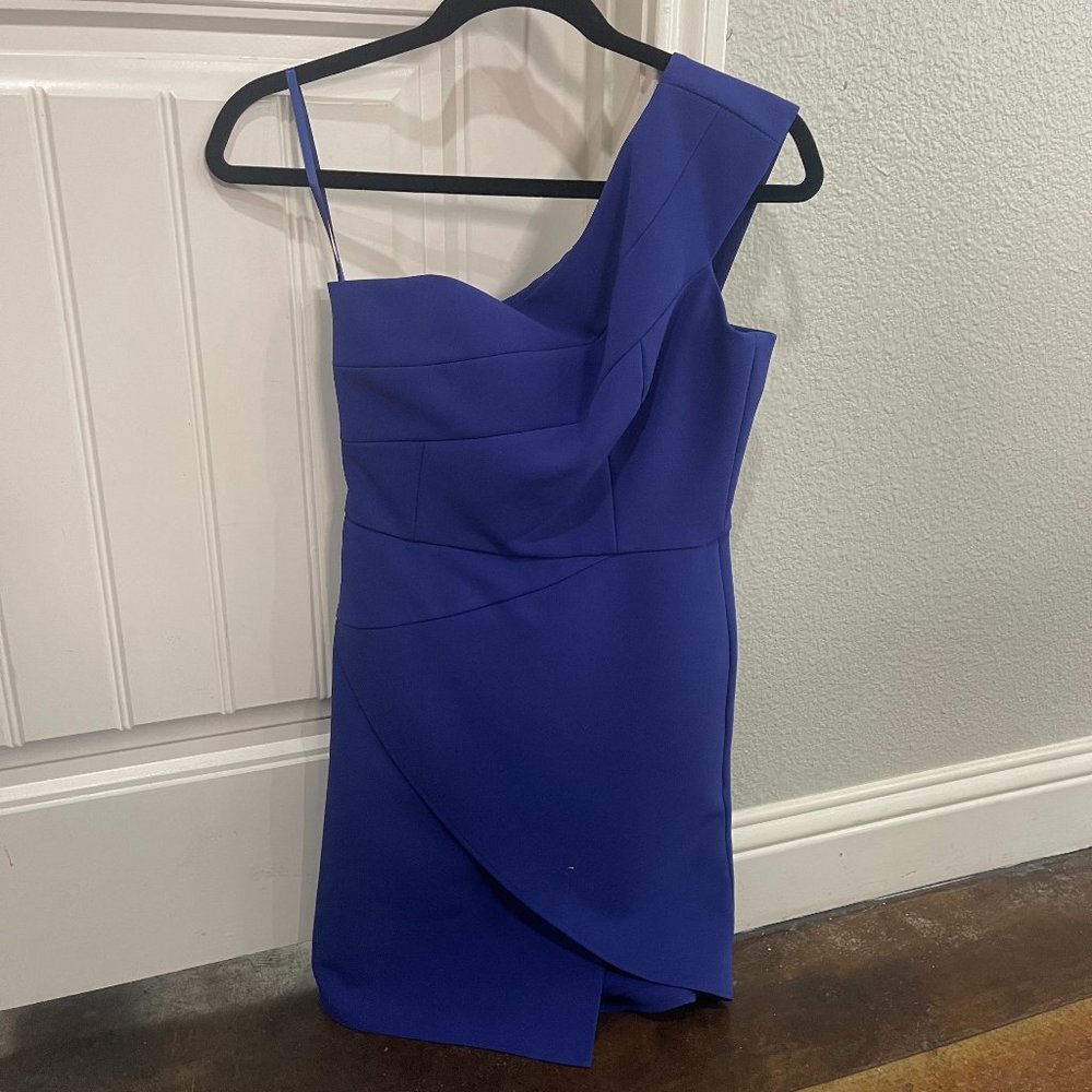 Blue Maxazria One Shoulder Mini Dress